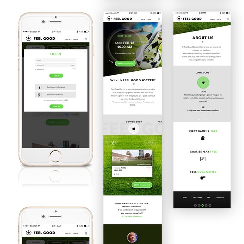 Web and mobile design for Feel Good Soccer 