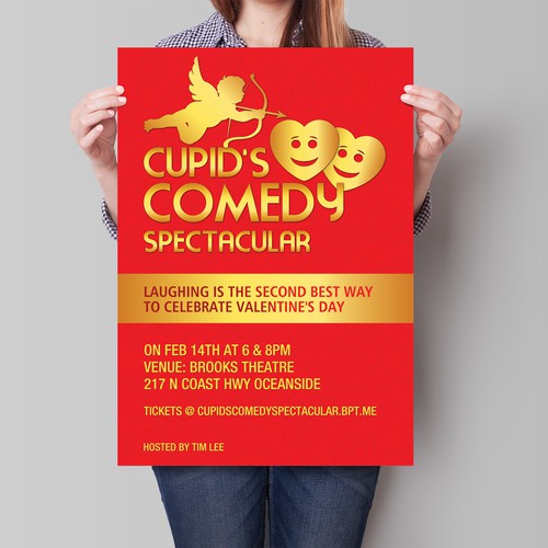 Create a poster for Cupid's Comedy Spectacular.