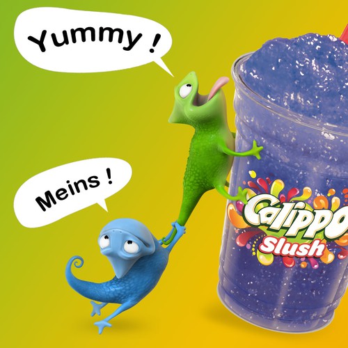 Mascots for a slush ice cream drink