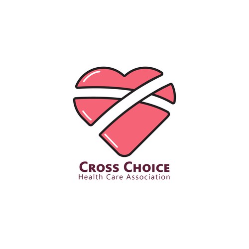 A simple heart logo with crossed bandage