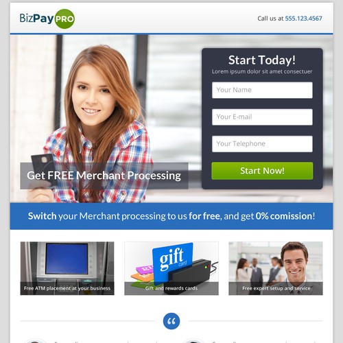 Create the next landing page for BizPayPro.com