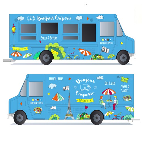 Food truck wrap for Bonjour Creperies
