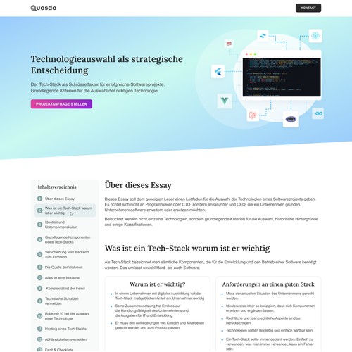 Software Tech Stack Landing Page