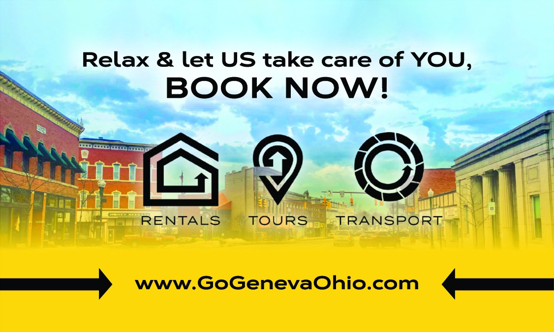 Design an eye catching business card for tourists in Geneva, Ohio