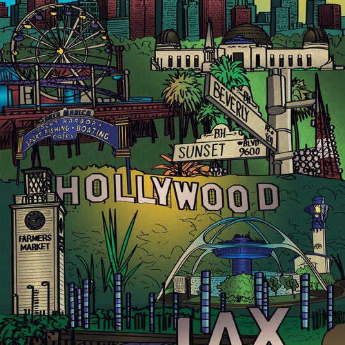 Los Angeles Theme Illustration