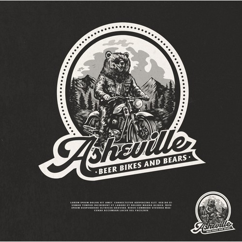 Asheville Beer Bikes and Bears Logo and T shirt Design AVAILABLE FOR SALE 