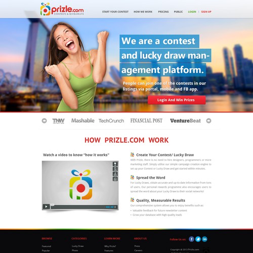 Help Prizle.com Pte Ltd with a new website design