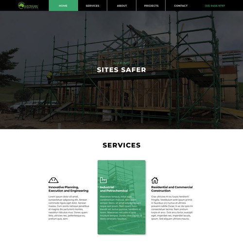 Sleek web design for Scaffolding company