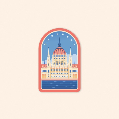 Budapest Sticker and Postcard Illustration