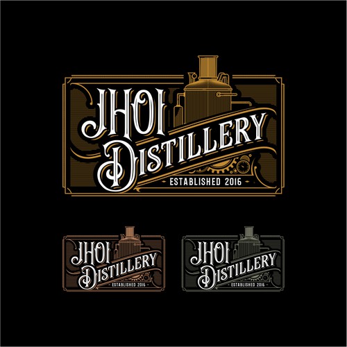 STEAMPUNK INSPIRED LOGO FOR DISTILLERY