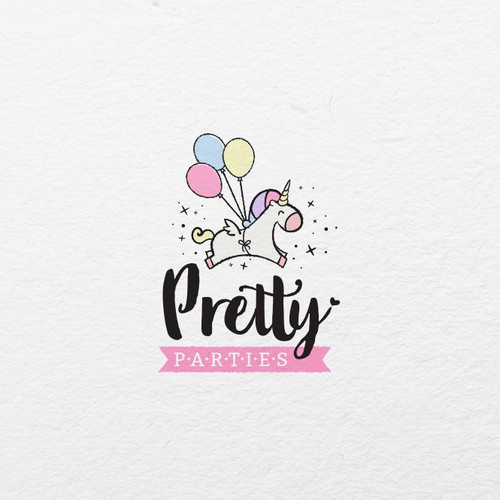 Pretty, elegant and fun logo for a party business