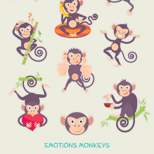 pack illustrations of a monkey character