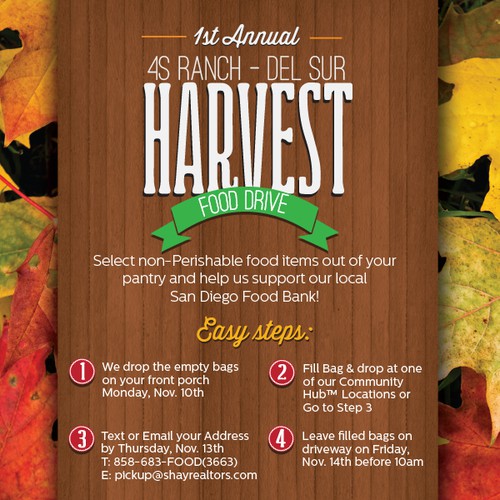 Create Attractive Food Drive Postcard with Fall/Harvest theme - Need ASAP