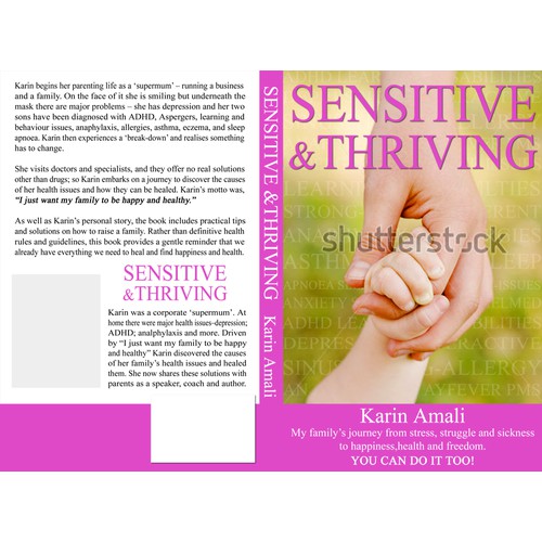 Create a book cover for "Sensitive and Thriving" giving parents inspiration and hope