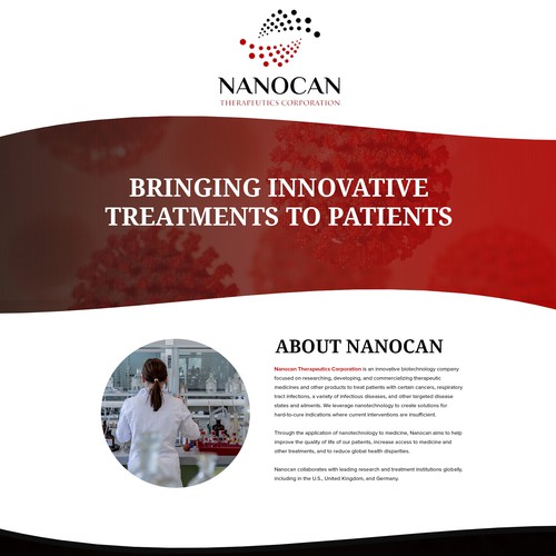 Landing Page Design for Nanocan Therapeutics Corporation