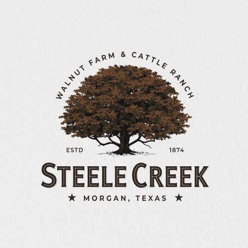 Steel creek farm and ranch logo design concept