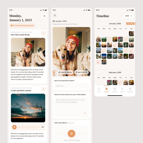 App design for a journaling app
