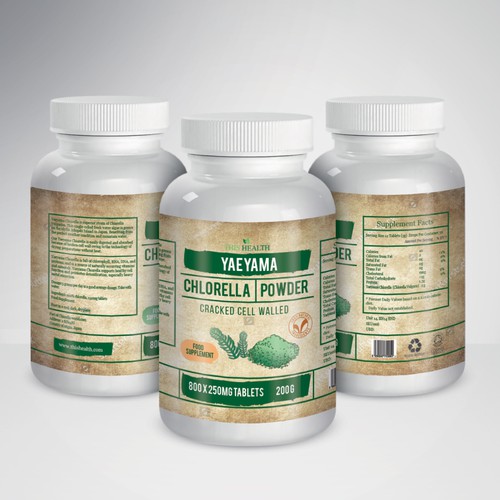 Design a smart art label of my 'Yaeyama Chlorella' products.