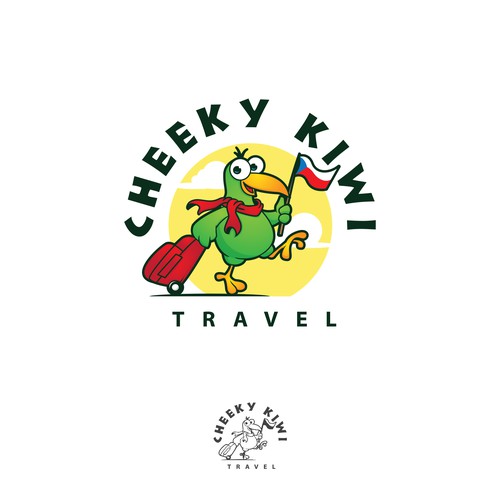 logo and character design for cheeky kiwi travel agency