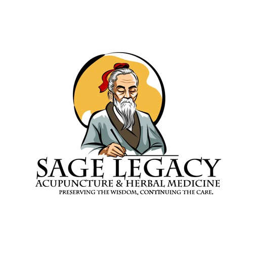 Create a peaceful Illustration of a Sage for acupuncture & herbal med. biz