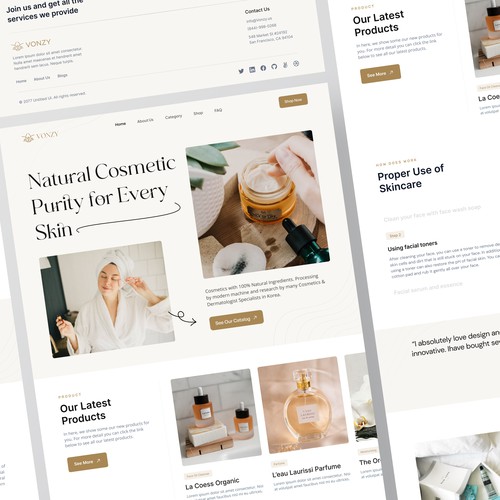 Vonzy - Beauty Website Landing Page