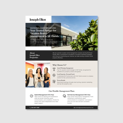 Clean & Professional Brochure for Vacation Rental Management