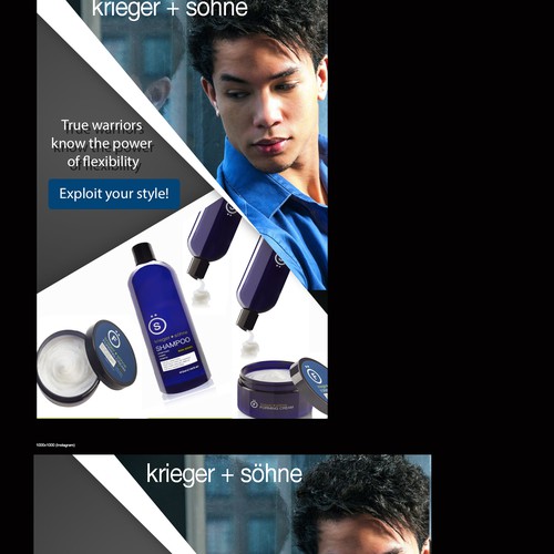 Create a banner ad series for a Hot, New, Mens Shampoo Product