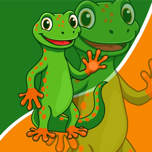 Gecko cartoon mascot logo
