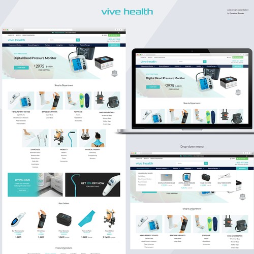 Homepage for Health & Medical e-commerce store