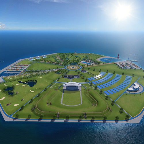 3D render of island