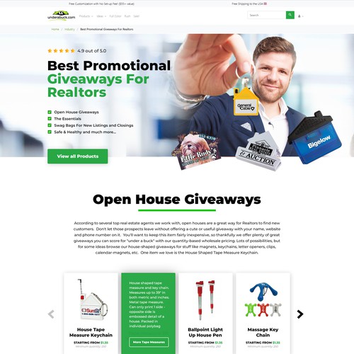 Landing page targeting real estate agents