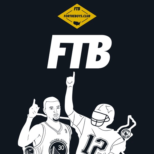 ForTheBoys.Club,  logo & T-Shirt artwork uniting sport fans across coasts of USA.