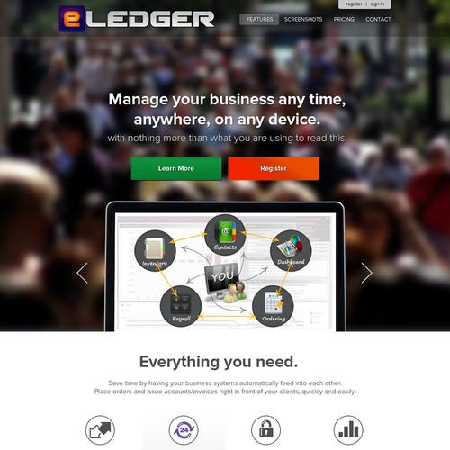 Design an award winning home page for eLEDGER