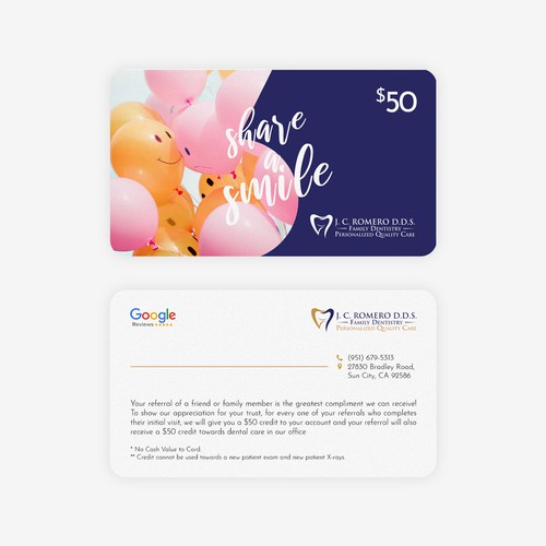 Referral Card for Dental Office