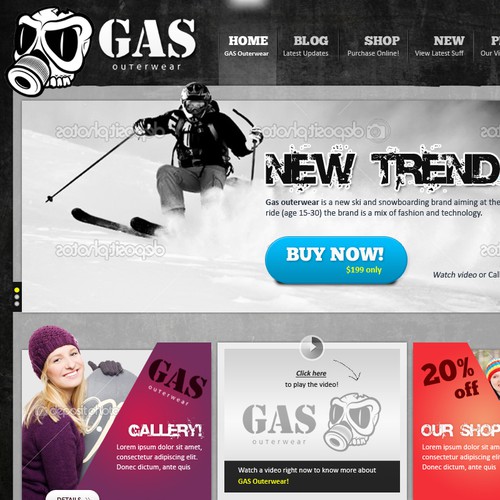Website Design for Gas Outerwear 