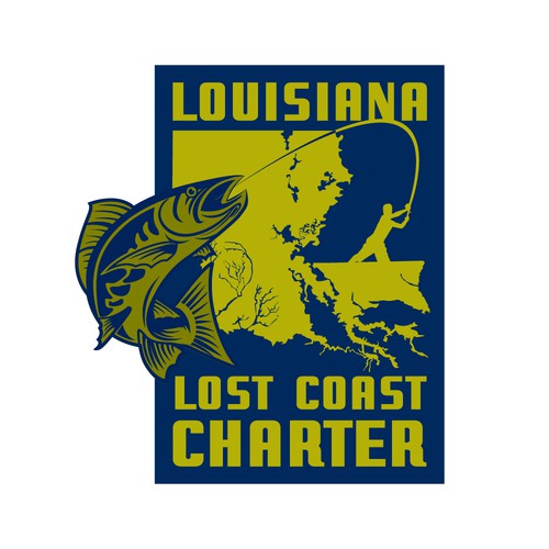 Bold and complex logo for fishing charter