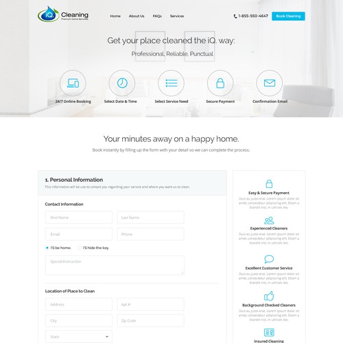 UI - UX Design for iQ Cleaning Services