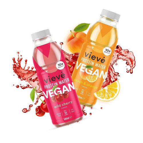 Vegan Waters new labels and Protein Waters redesign