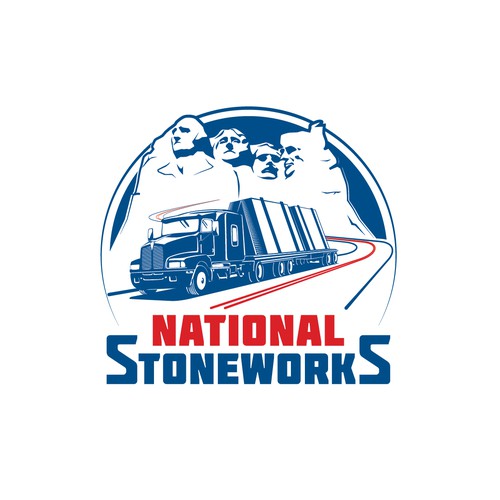 a PATRIOTIC logo for "National Stoneworks" 