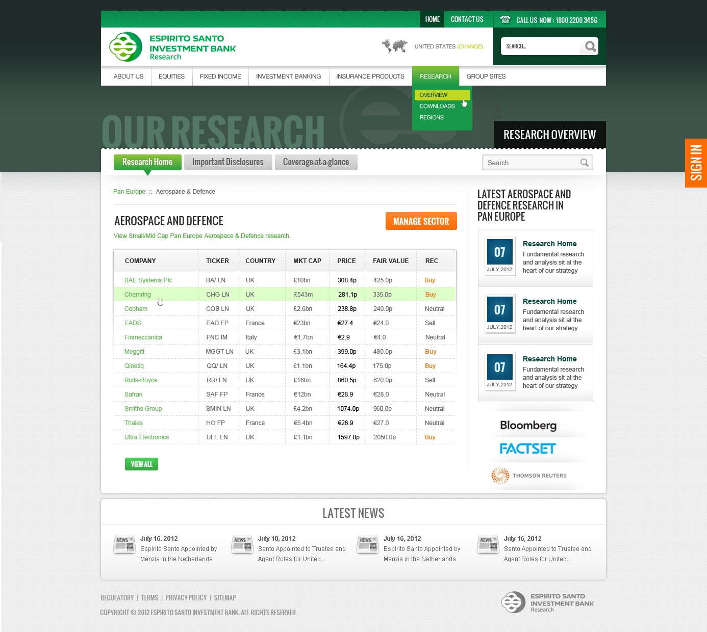 Espirito Santo Investment Bank needs a new website design