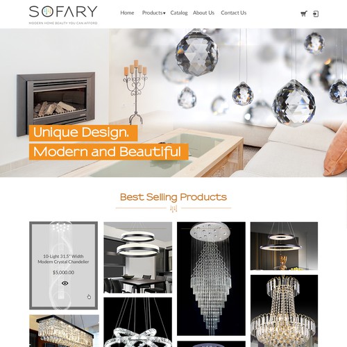 Homepage design for crystal chandelier company