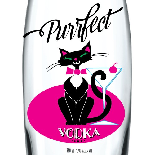 Kitten Themed Vodka Label