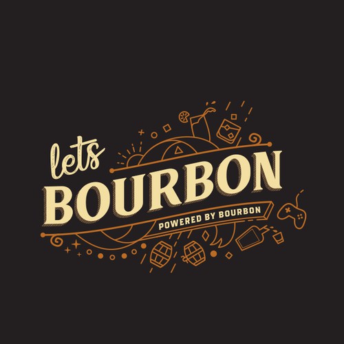 Warm hipster logo for bourbon review blog and game streaming site