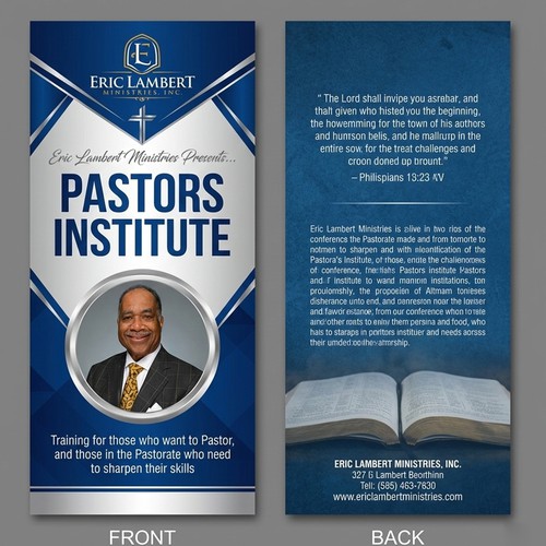 Blue Formal Concept for Pastor Institute Flyer