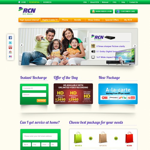Create the next website design for RCN Cable TV