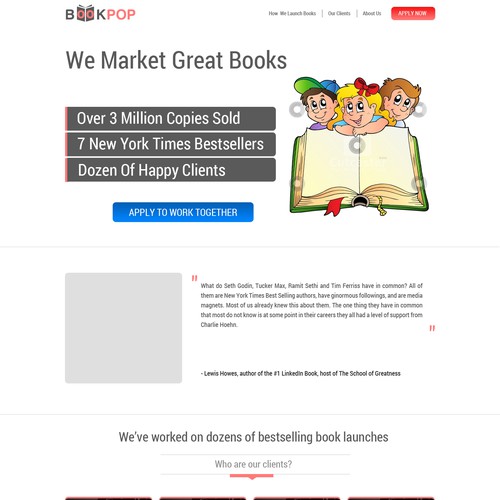 Create a Clean, Modern Landing Page for a Book Marketing Company