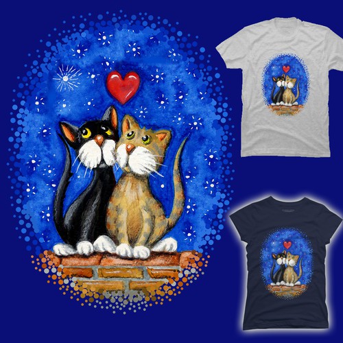 Stargazing Cats - T-Shirt Print