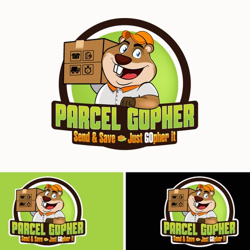 Create a bright, colourful, recognisable logo for Parcel Gopher