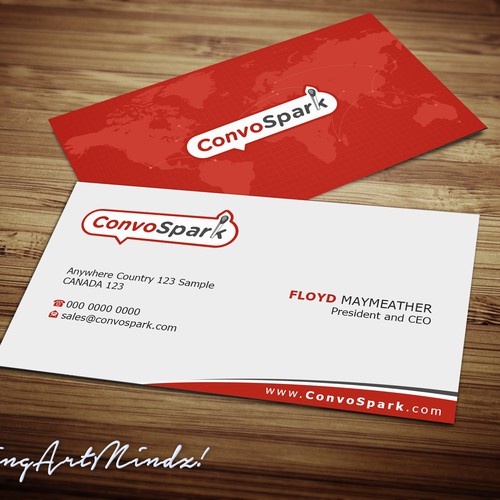 Create a professional business card design for ConvoSpark