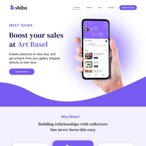 Landing page design for Shiba